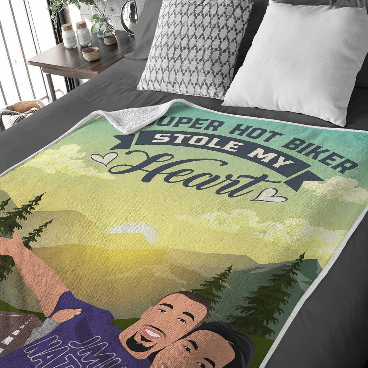 Custom Personalized Biker Blanket - A Hot Biker Stole My Heart