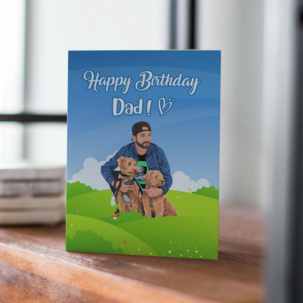 Personalized Hand-Drawn Dog Dad Birthday Card