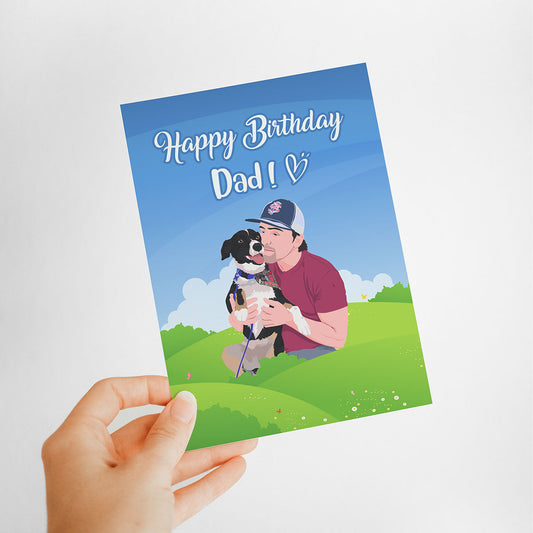 Personalized Hand-Drawn Dog Dad Birthday Card