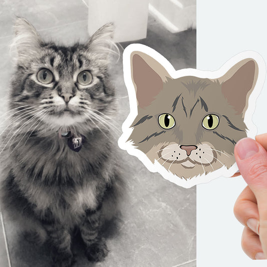 Custom Hand-Drawn Cat Face Stickers