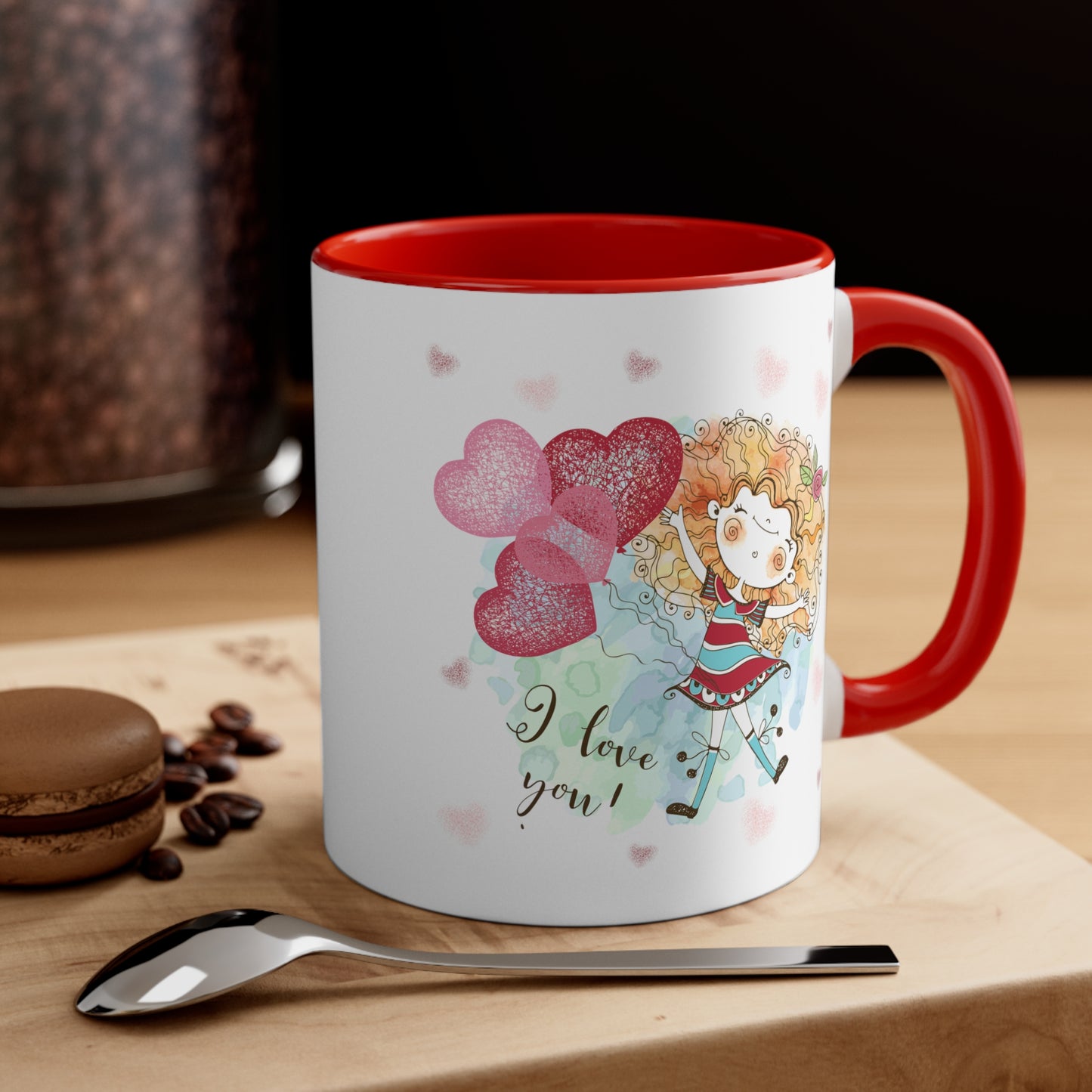 I Love You Mug, I Love you Valentine Mug,  I Love You Valentine Mug for Boyfriend, White Two-Tone Ceramic Coffee Mug 11oz