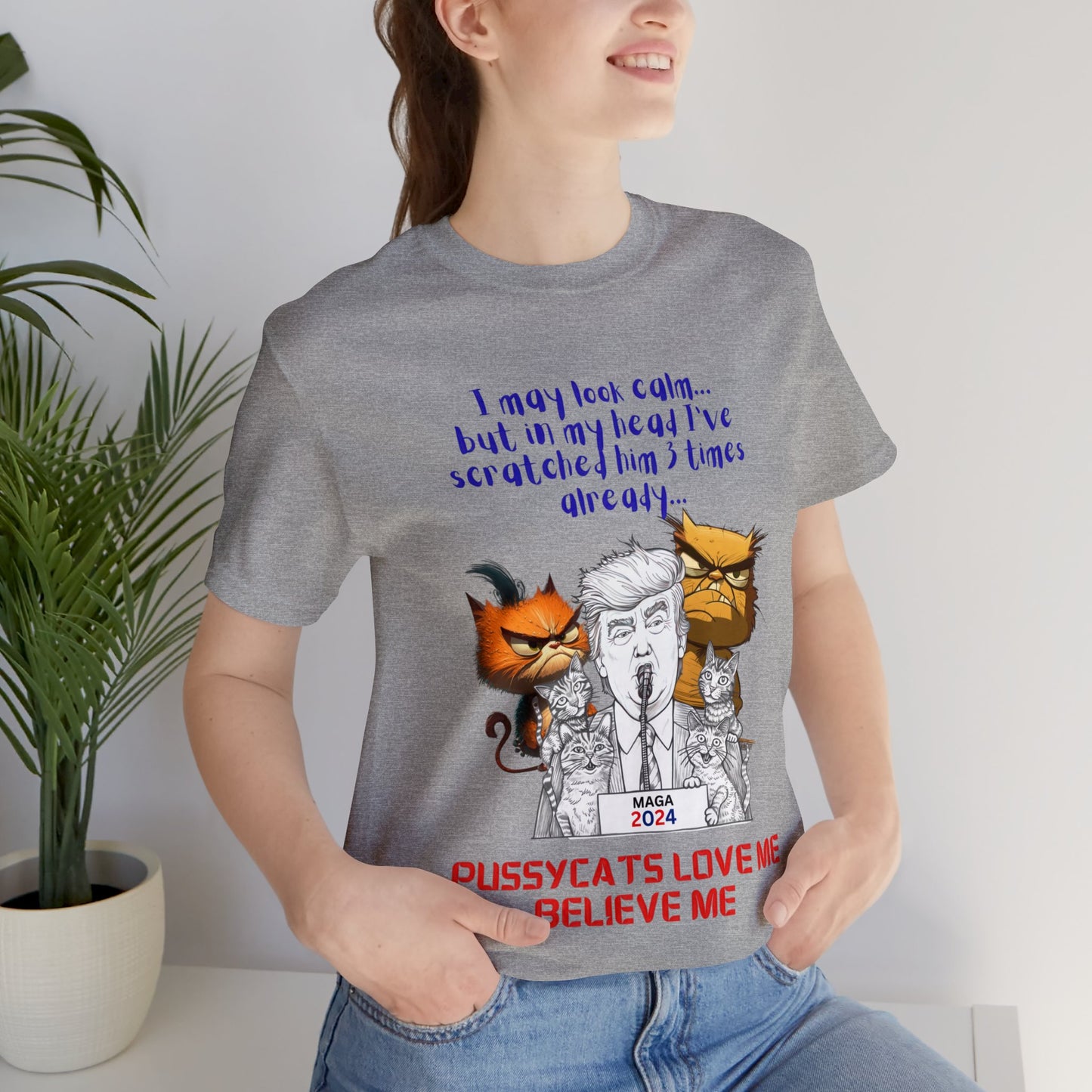Unisex Funny Jersey Short Sleeve Tee 3001 Bella and Canvas - "Purr-litical Satire Tee: Scratch the Surface!"