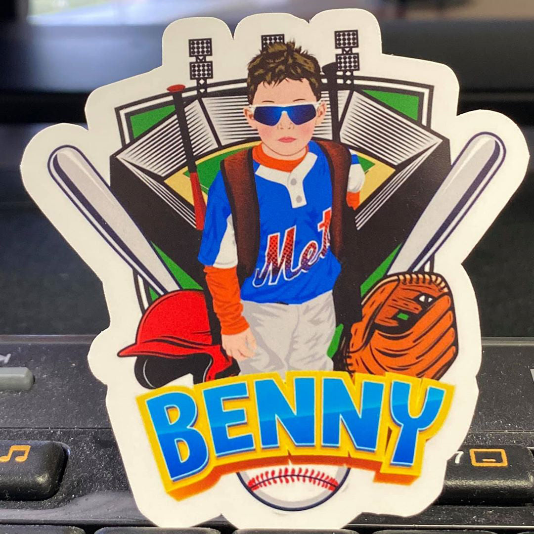 Custom Hand-Drawn Little League Baseball Stickers