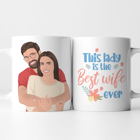 Custom Best Wife Ever Coffee Mug Personalized with Hand-Drawn Portrait