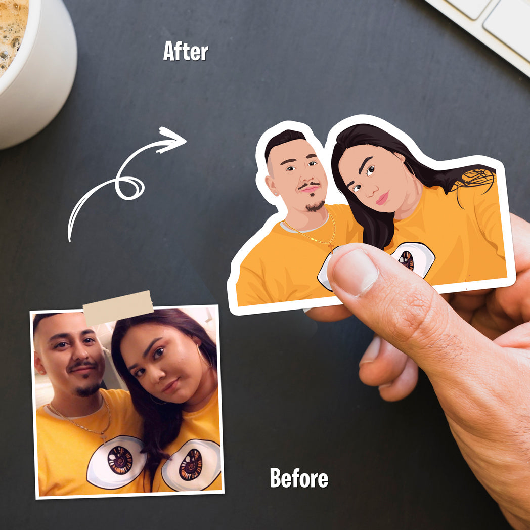 Custom BF GF BAE Hand-Drawn Couple Stickers