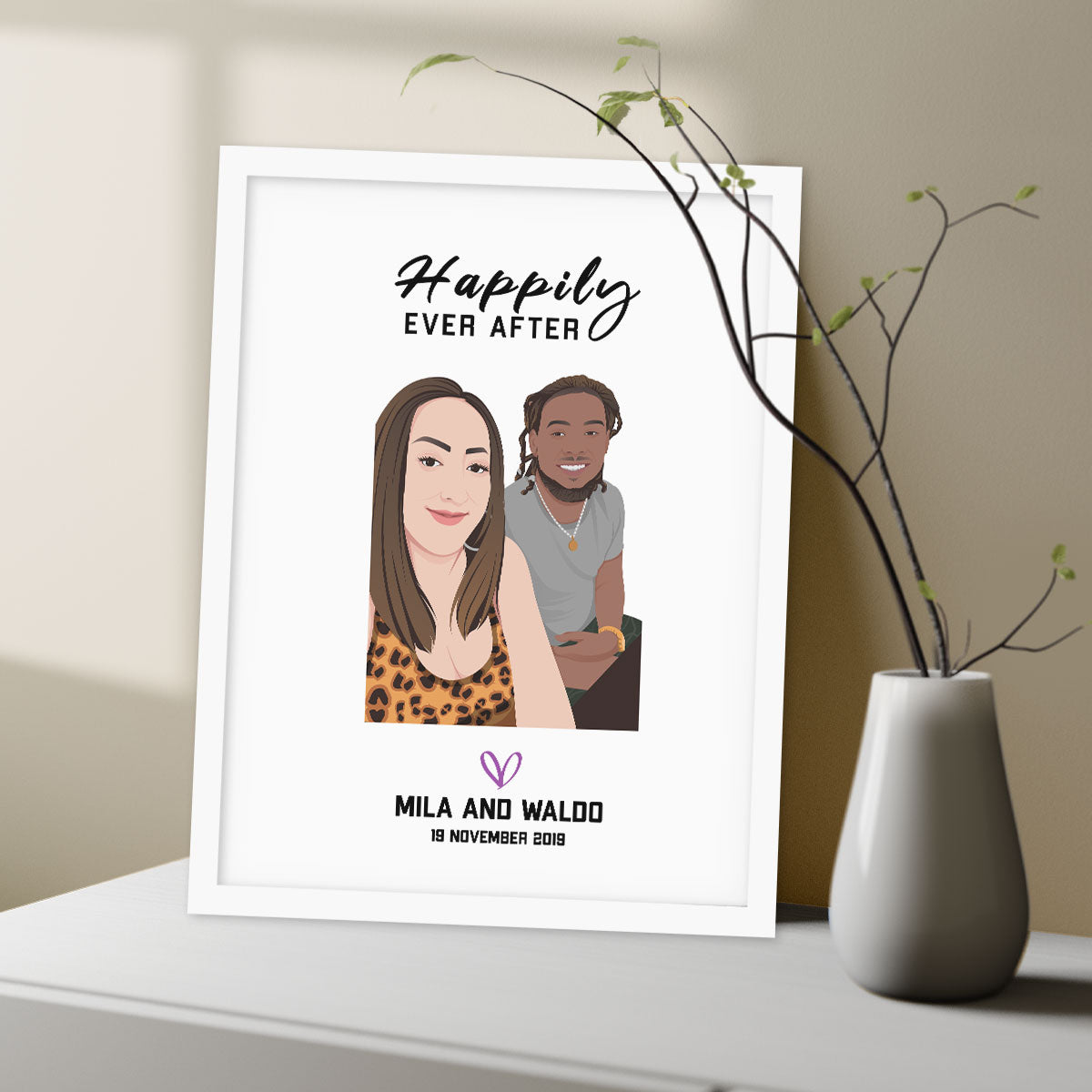 Custom Hand Drawn Happily Ever After Portrait