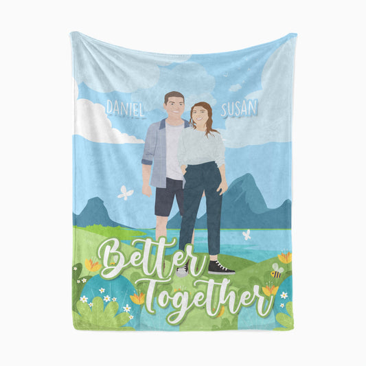 Custom Personalized Blanket with Your Hand Painted Portrait "Better Together Personalized Blanket"