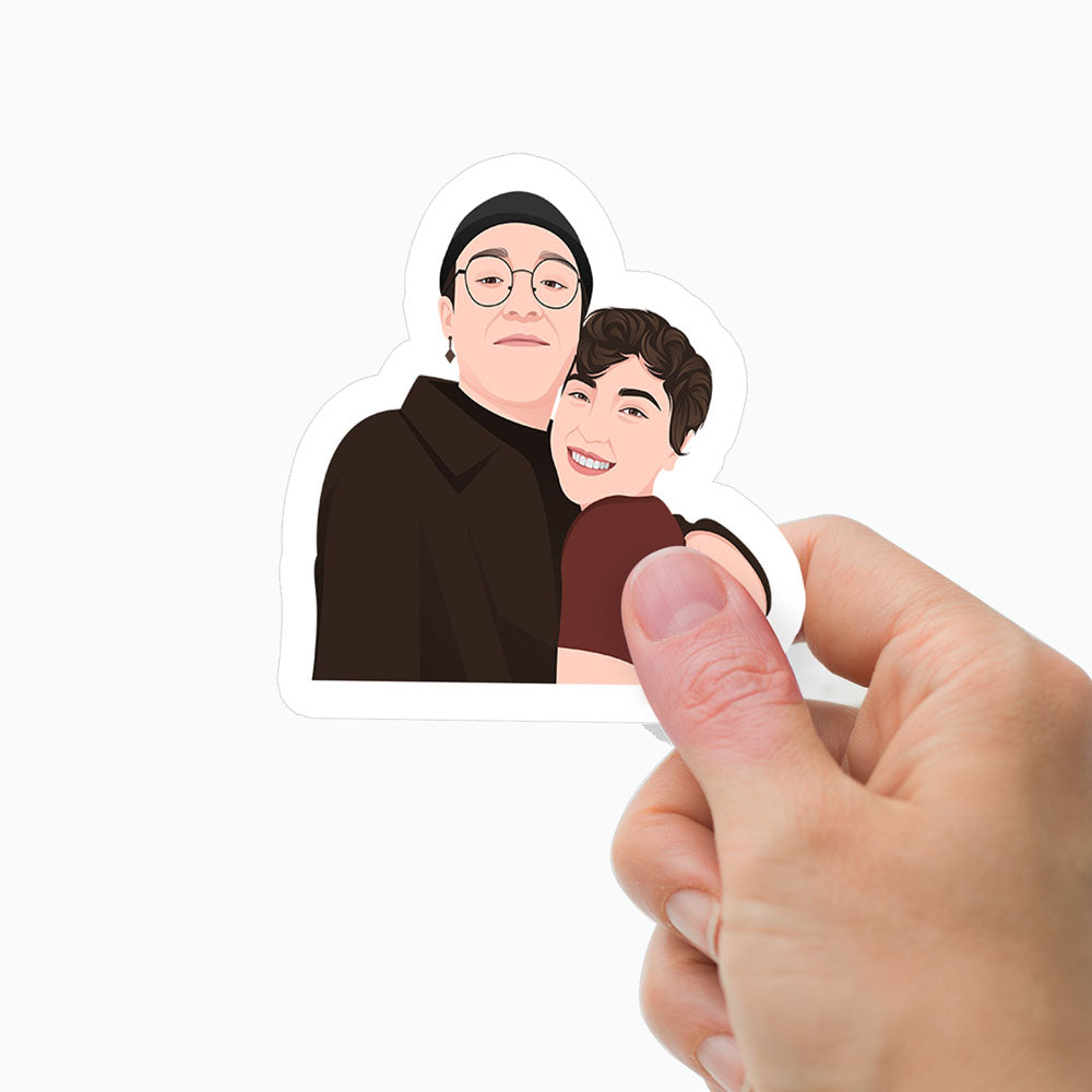 Custom BF GF BAE Hand-Drawn Couple Stickers