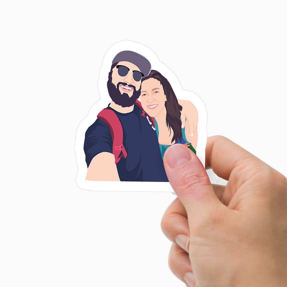 Custom BF GF BAE Hand-Drawn Couple Stickers