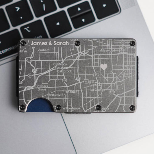 Custom "Where We Met" Minimalist Wallet Personalized with Map
