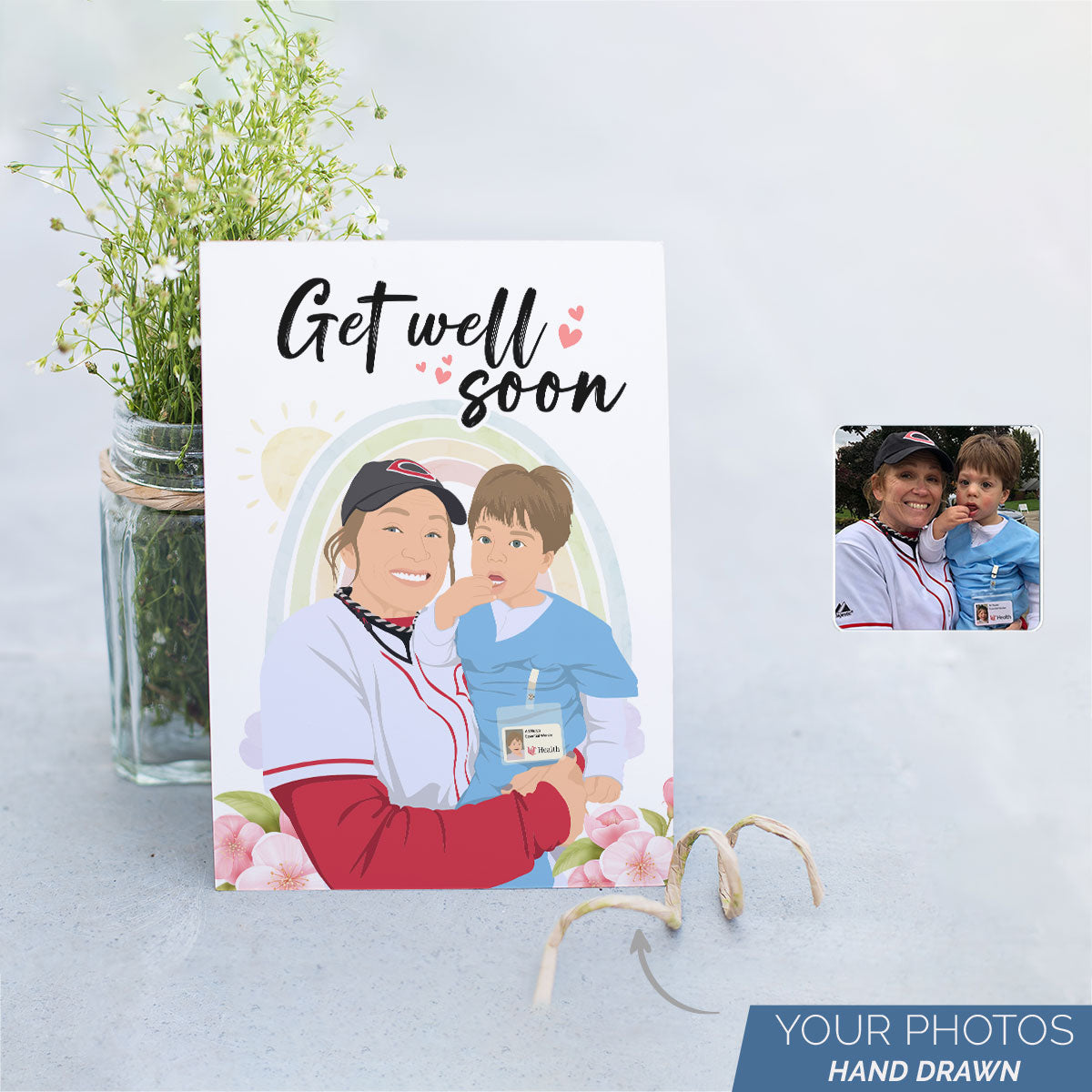 Personalized Hand-Drawn Get Well Soon Card