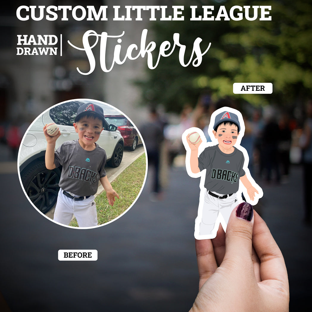 Custom Hand-Drawn Little League Baseball Stickers