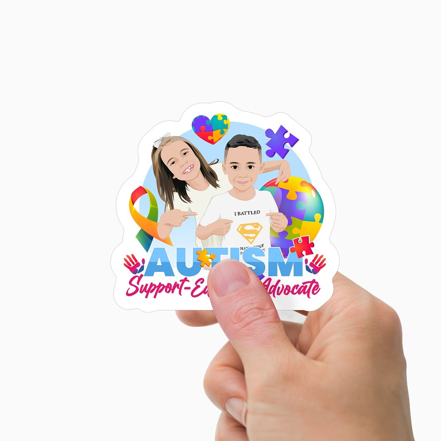 Autism Puzzle Piece Hand-Drawn Personalized Sticker