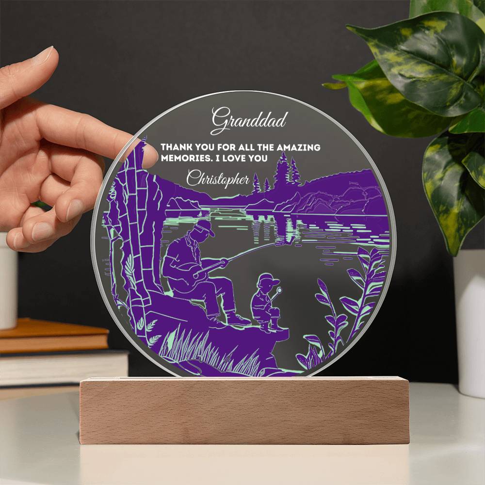 Custom Personalized Round Acrylic Plaque with Wooden or LED Base - Thank You For All The Amazing Memories - Gift for Dad, Grandfather, Son