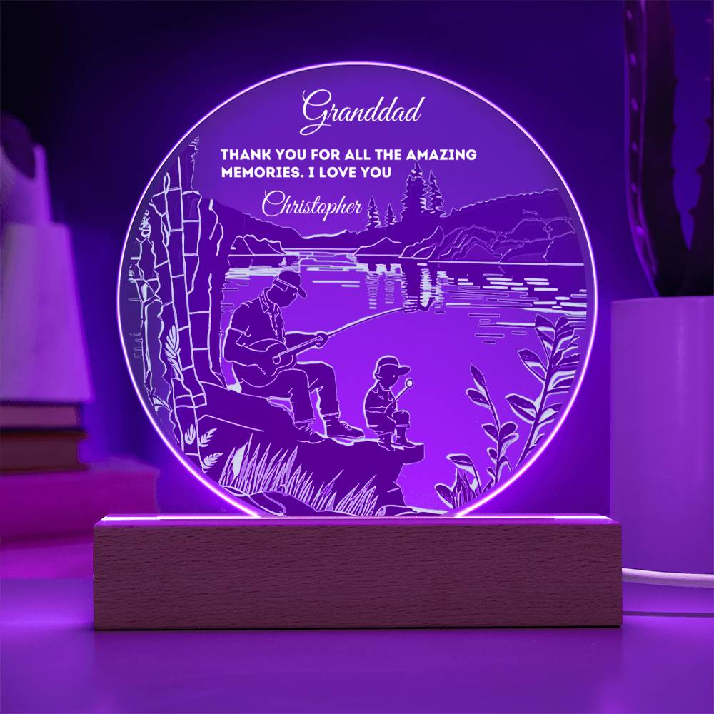 Custom Personalized Round Acrylic Plaque with Wooden or LED Base - Thank You For All The Amazing Memories - Gift for Dad, Grandfather, Son