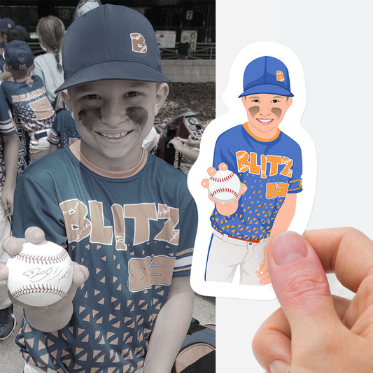 Custom Hand-Drawn Little League Baseball Stickers