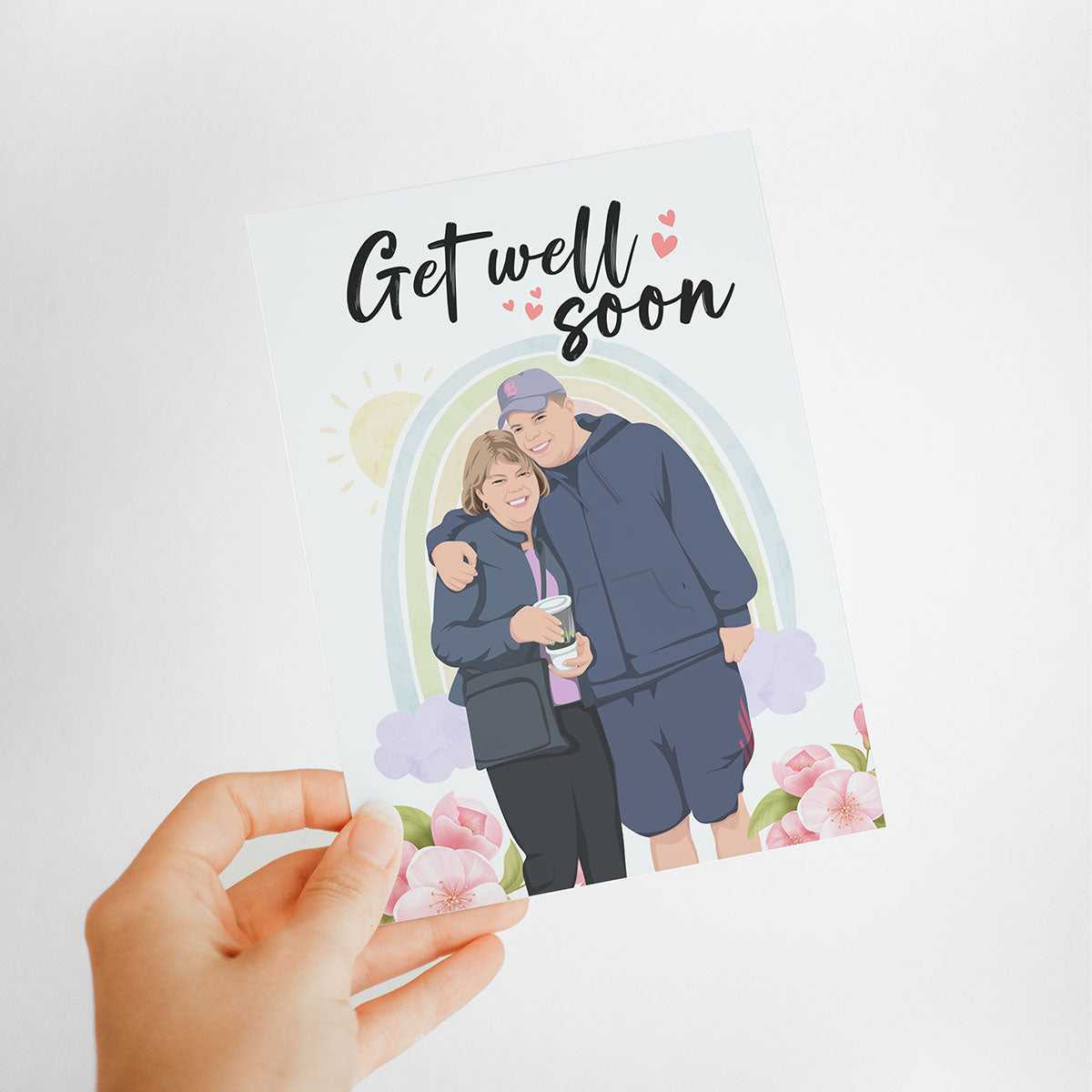 Personalized Hand-Drawn Get Well Soon Card