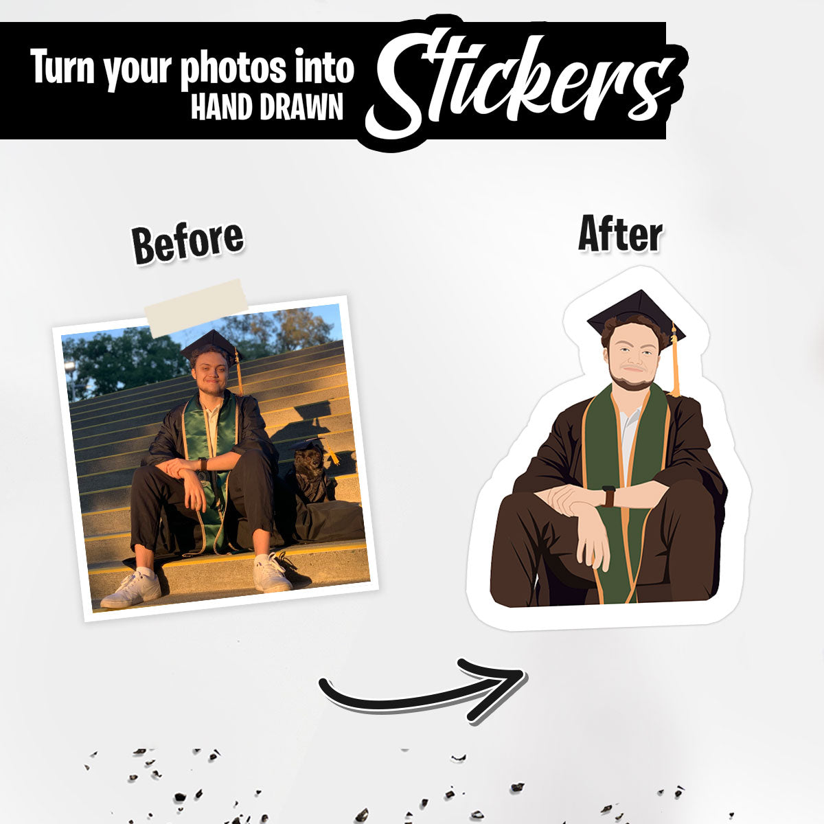 Custom Hand-Drawn Graduation Photo Stickers