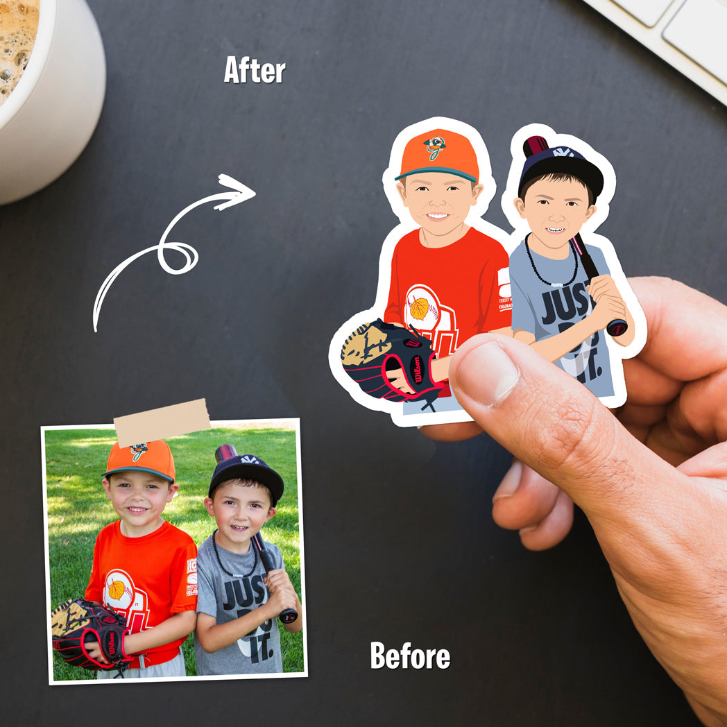 Custom Hand-Drawn Little League Baseball Stickers