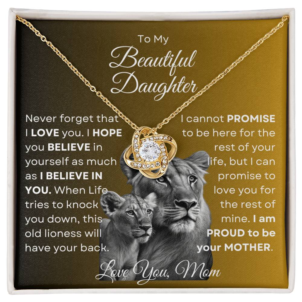 To My Beautiful Daughter - This Old Lioness Love Knot Necklace 2