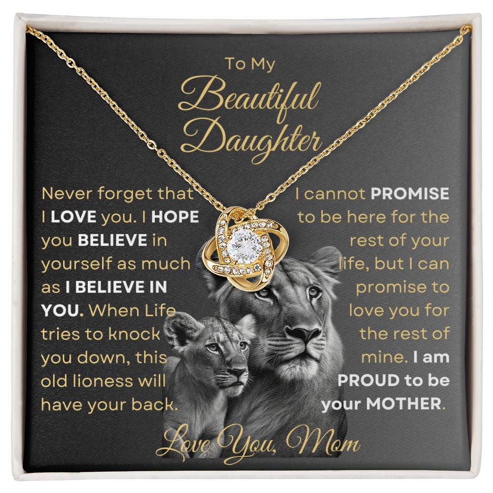 To My Beautiful Daughter - This Old Lioness Love Knot Necklace 3