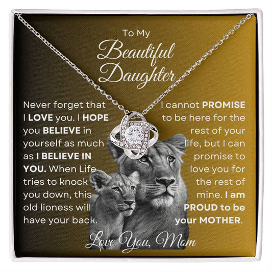 To My Beautiful Daughter - This Old Lioness Love Knot Necklace 2