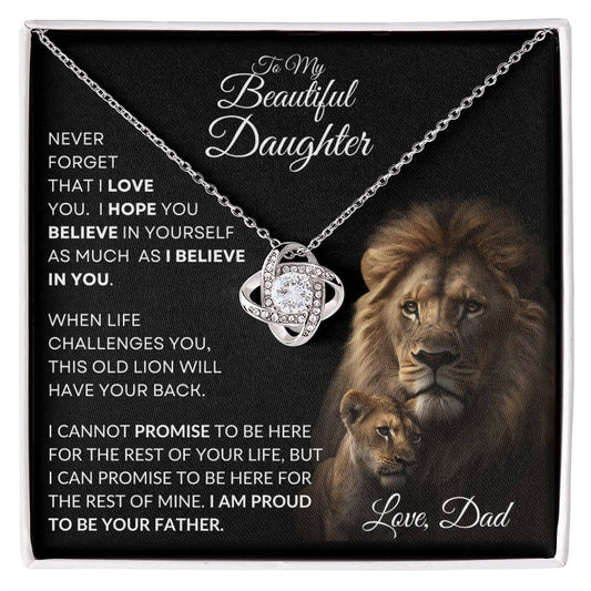 To My Beautiful Daughter - This Old Lion Love Knot Necklace