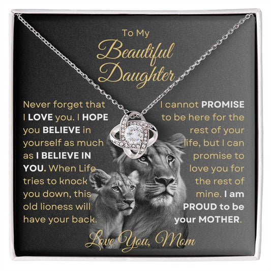 To My Beautiful Daughter - This Old Lioness Love Knot Necklace 3