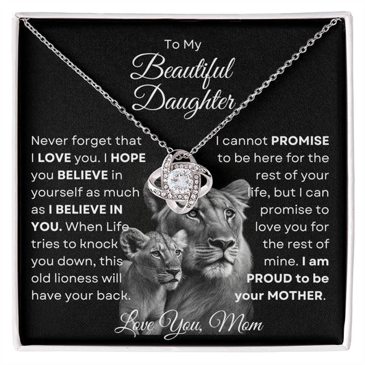 To My Beautiful Daughter - This Old Lioness Love Knot Necklace