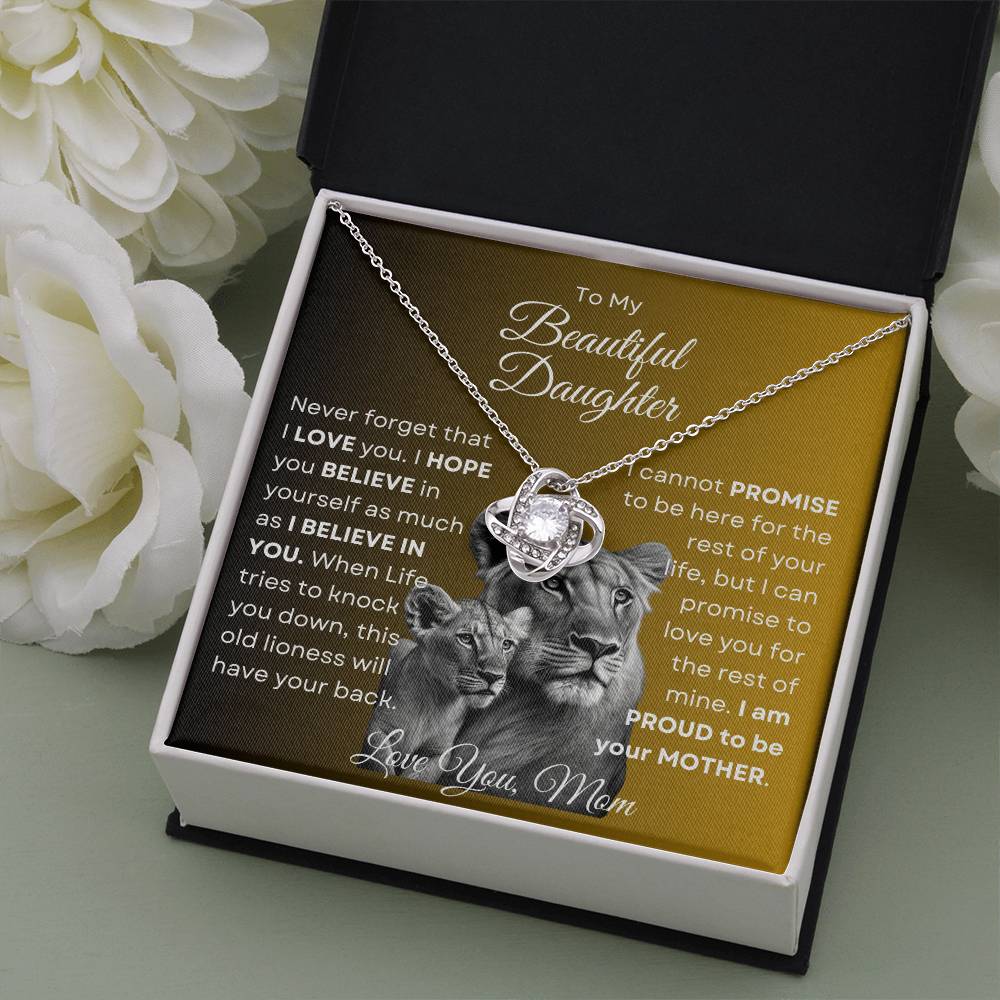 To My Beautiful Daughter - This Old Lioness Love Knot Necklace 2