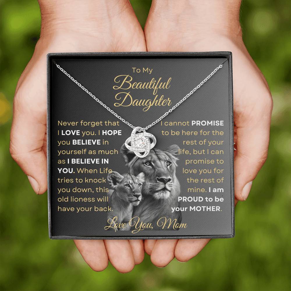 To My Beautiful Daughter - This Old Lioness Love Knot Necklace 3