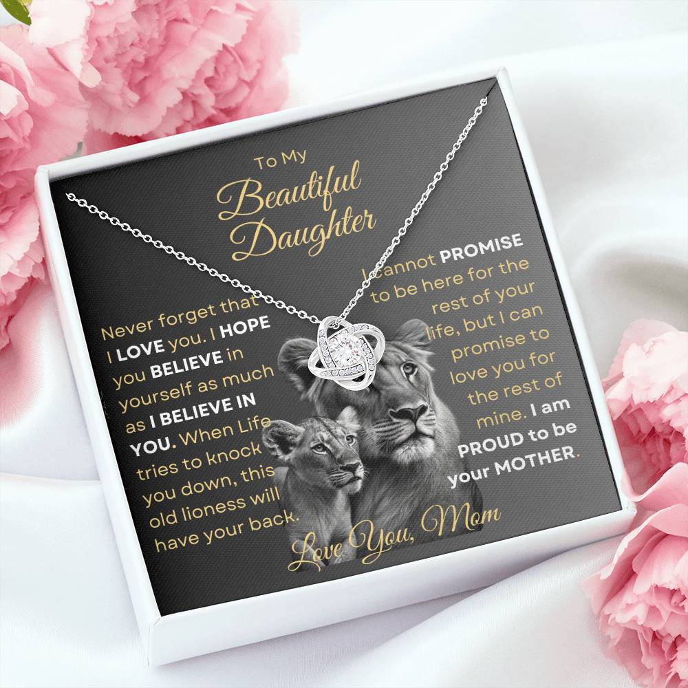 To My Beautiful Daughter - This Old Lioness Love Knot Necklace 3