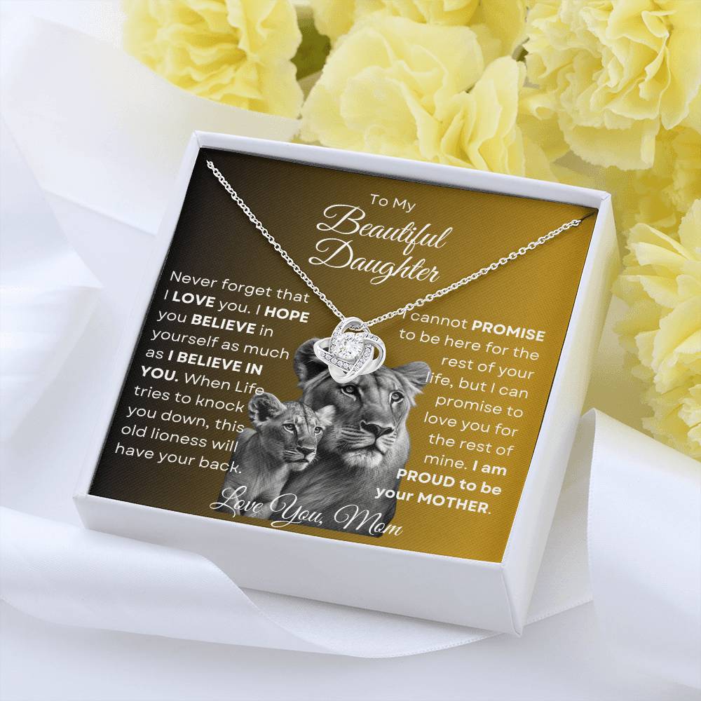To My Beautiful Daughter - This Old Lioness Love Knot Necklace 2