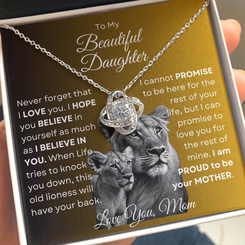 To My Beautiful Daughter - This Old Lioness Love Knot Necklace 2