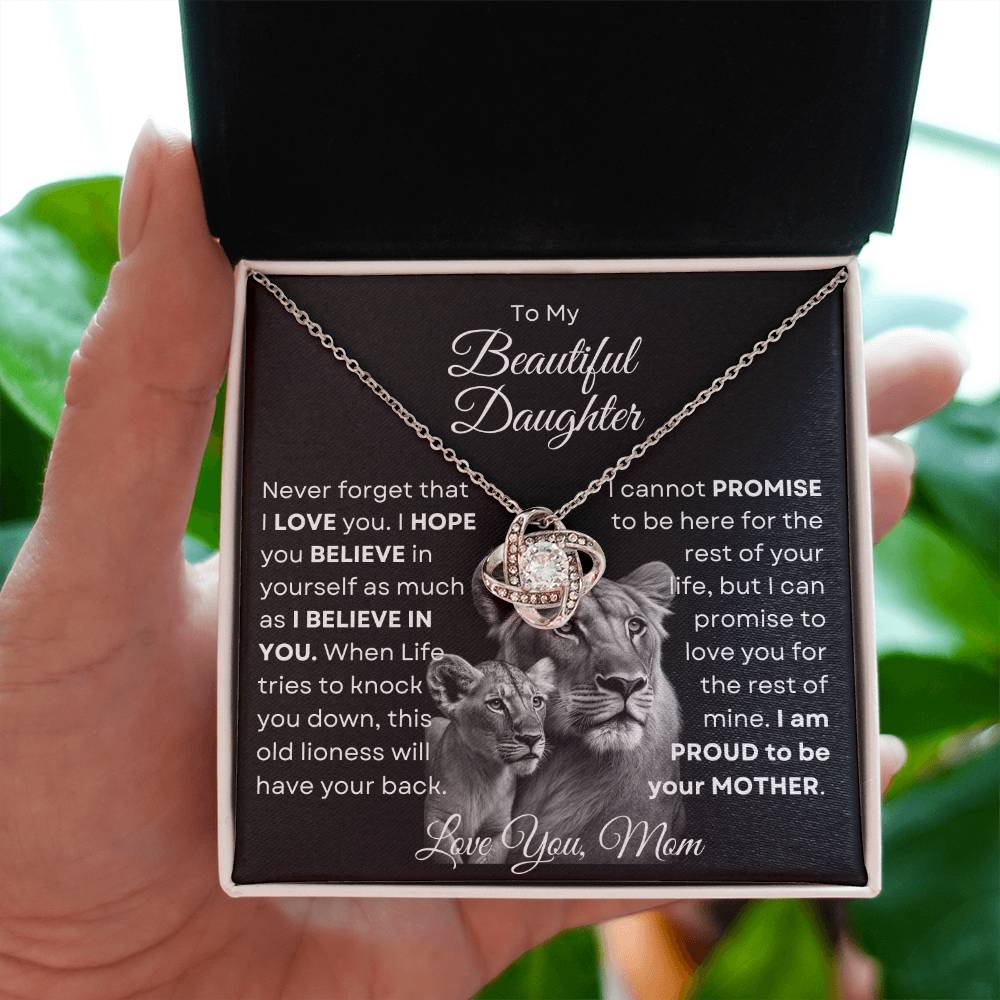 To My Beautiful Daughter - This Old Lioness Love Knot Necklace