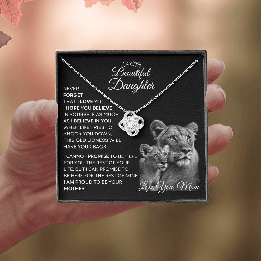 To My Beautiful Daughter - This Lioness Love Knot Necklace