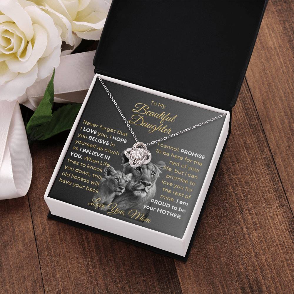 To My Beautiful Daughter - This Old Lioness Love Knot Necklace 3