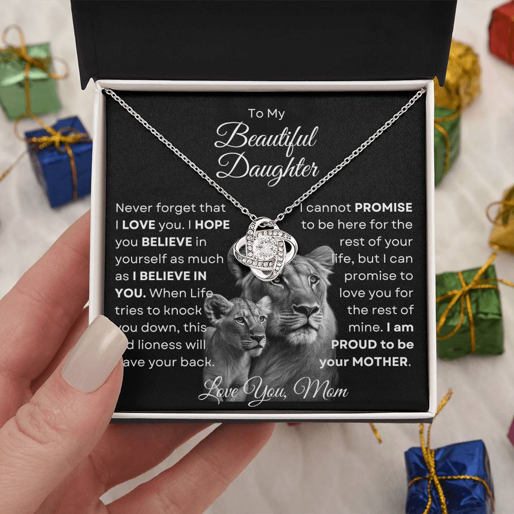 To My Beautiful Daughter - This Old Lioness Love Knot Necklace