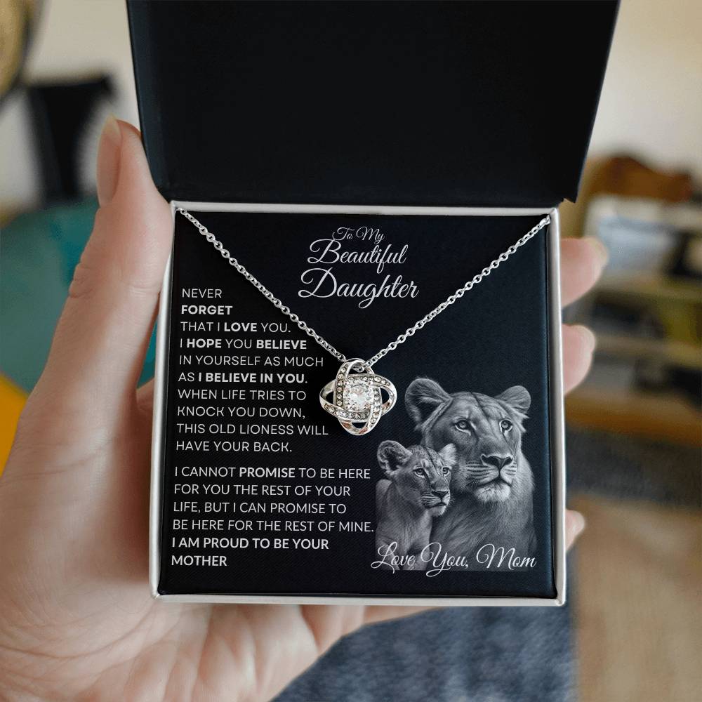 To My Beautiful Daughter - This Lioness Love Knot Necklace