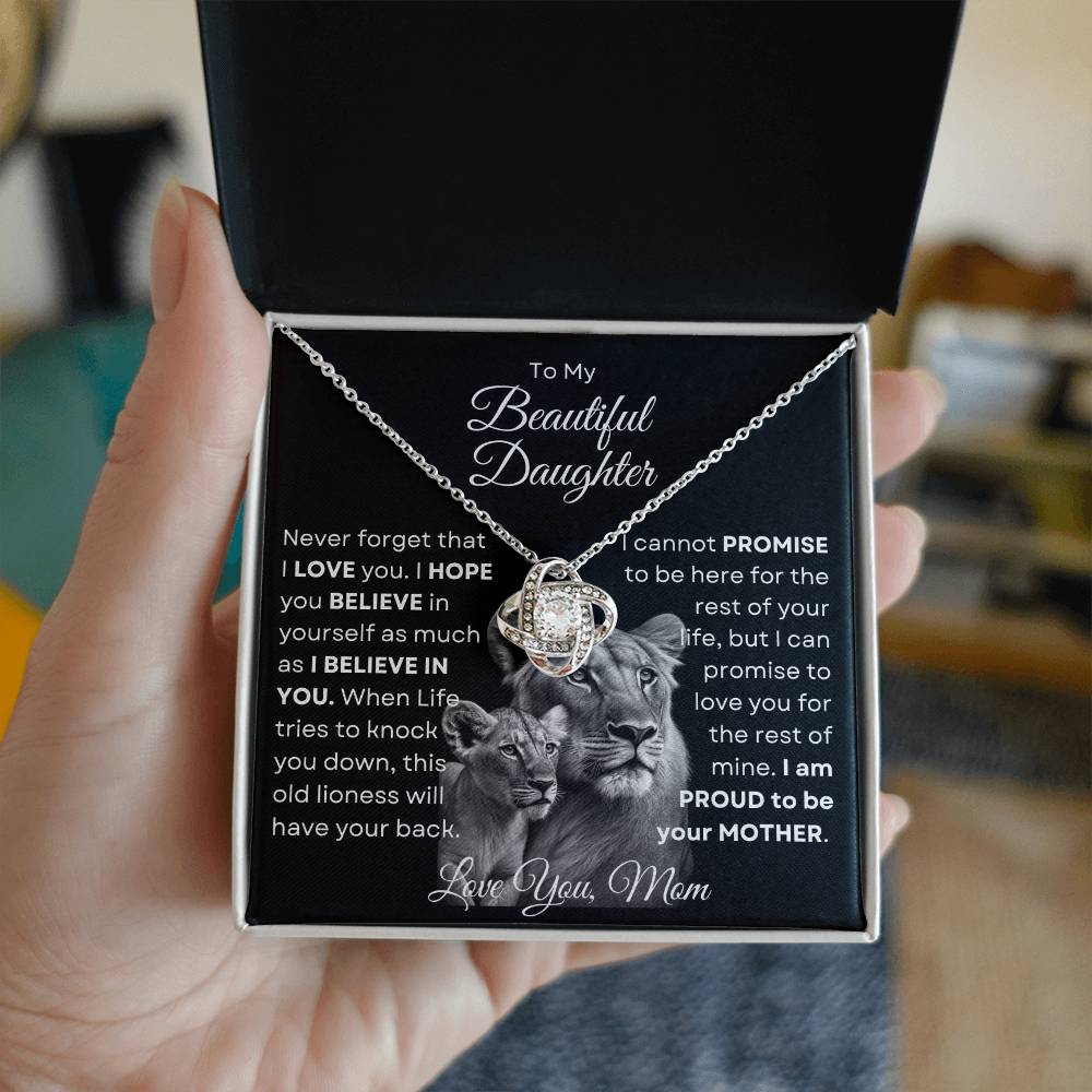 To My Beautiful Daughter - This Old Lioness Love Knot Necklace