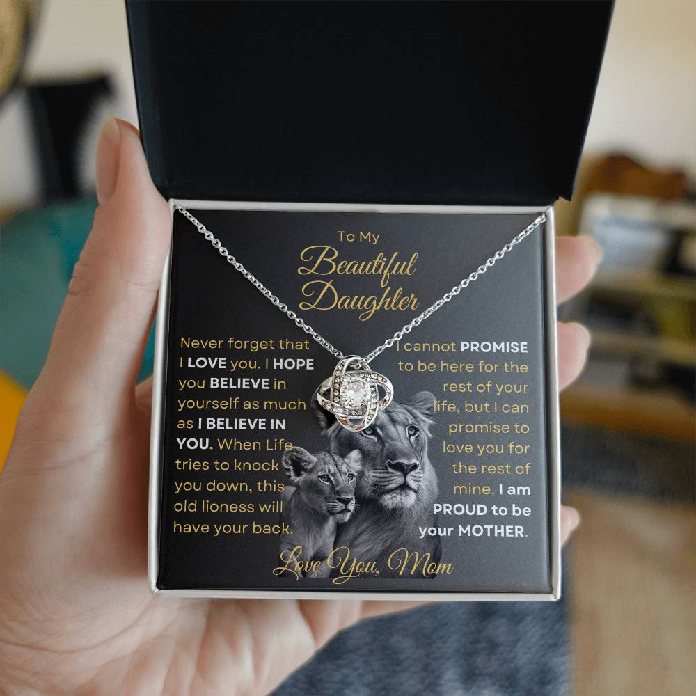 To My Beautiful Daughter - This Old Lioness Love Knot Necklace 3