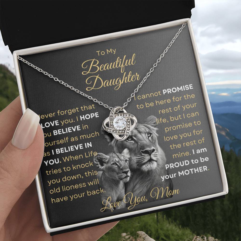 To My Beautiful Daughter - This Old Lioness Love Knot Necklace 3