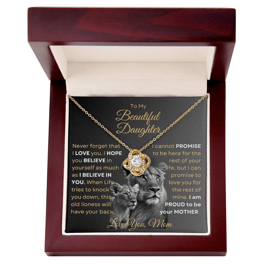 To My Beautiful Daughter - This Old Lioness Love Knot Necklace 3