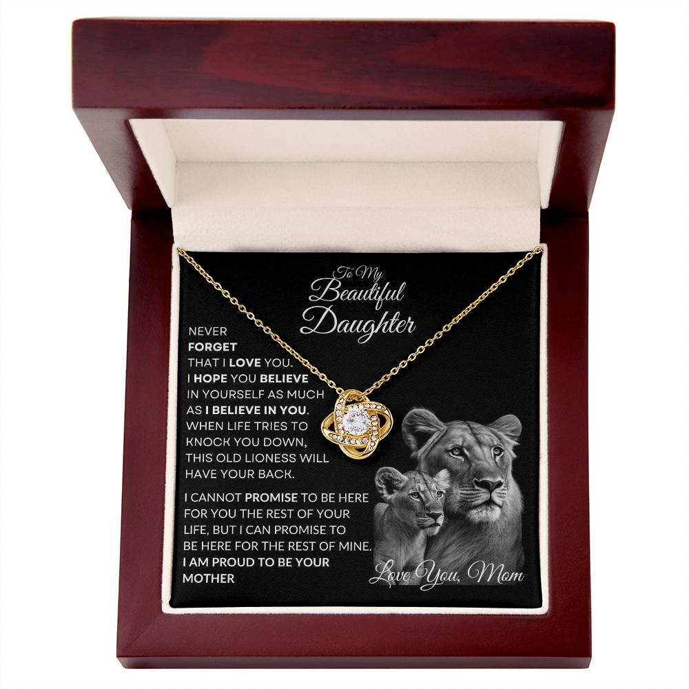 To My Beautiful Daughter - This Lioness Love Knot Necklace