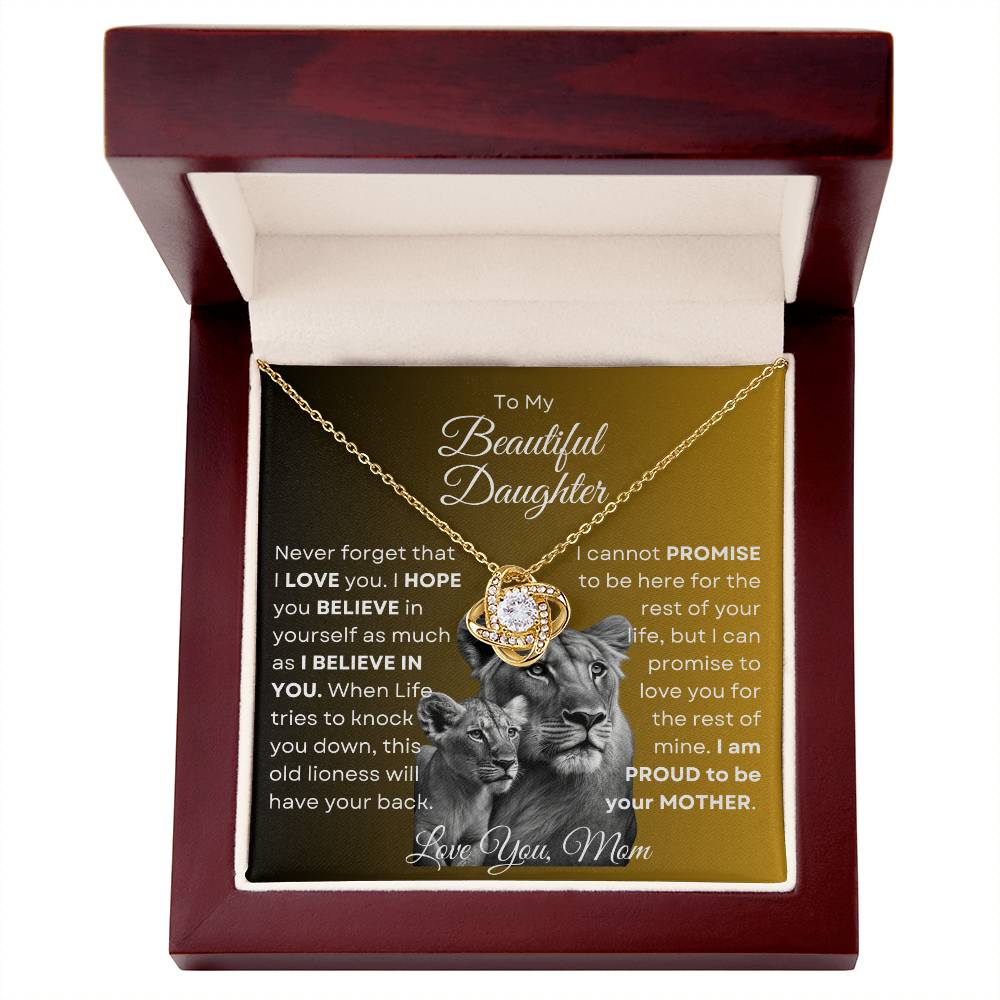 To My Beautiful Daughter - This Old Lioness Love Knot Necklace 2