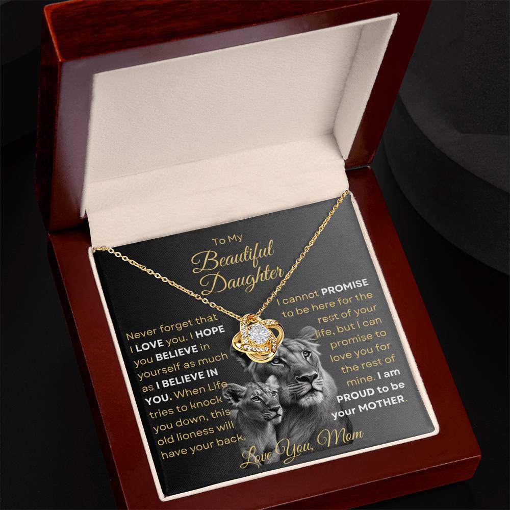 To My Beautiful Daughter - This Old Lioness Love Knot Necklace 3