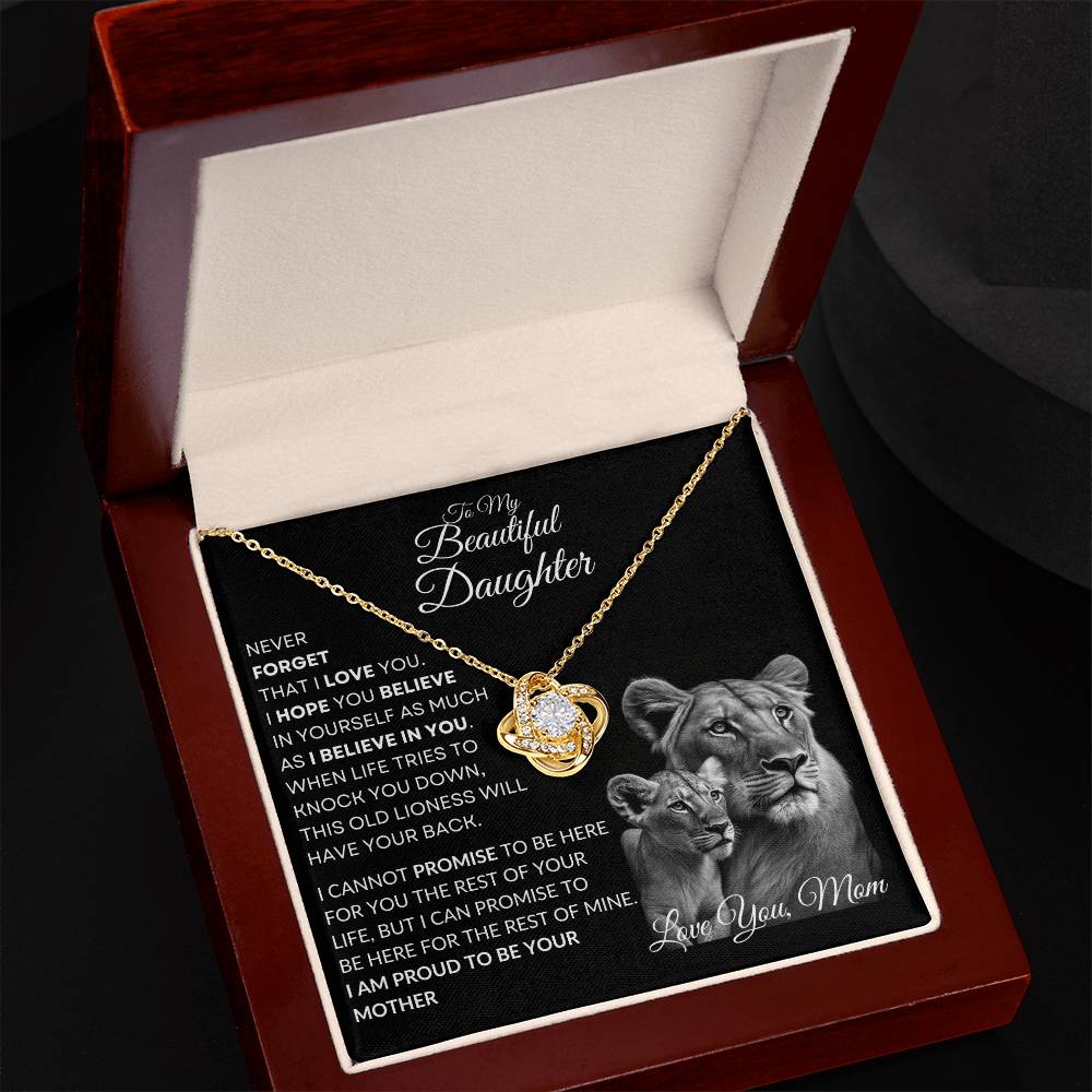 To My Beautiful Daughter - This Lioness Love Knot Necklace