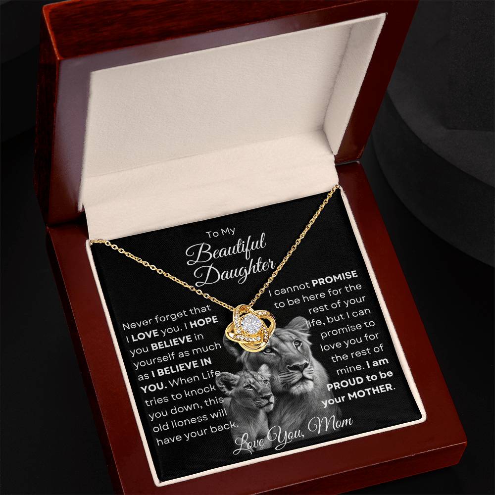 To My Beautiful Daughter - This Old Lioness Love Knot Necklace
