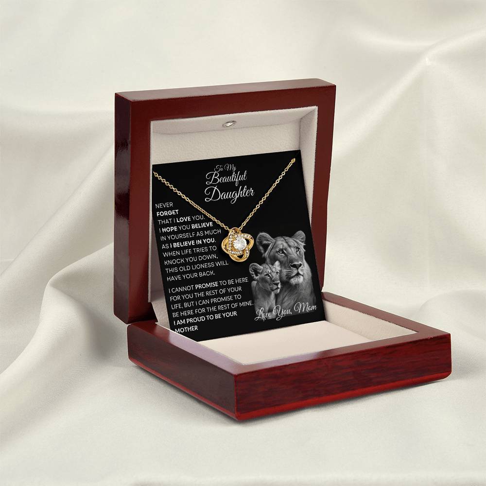 To My Beautiful Daughter - This Lioness Love Knot Necklace