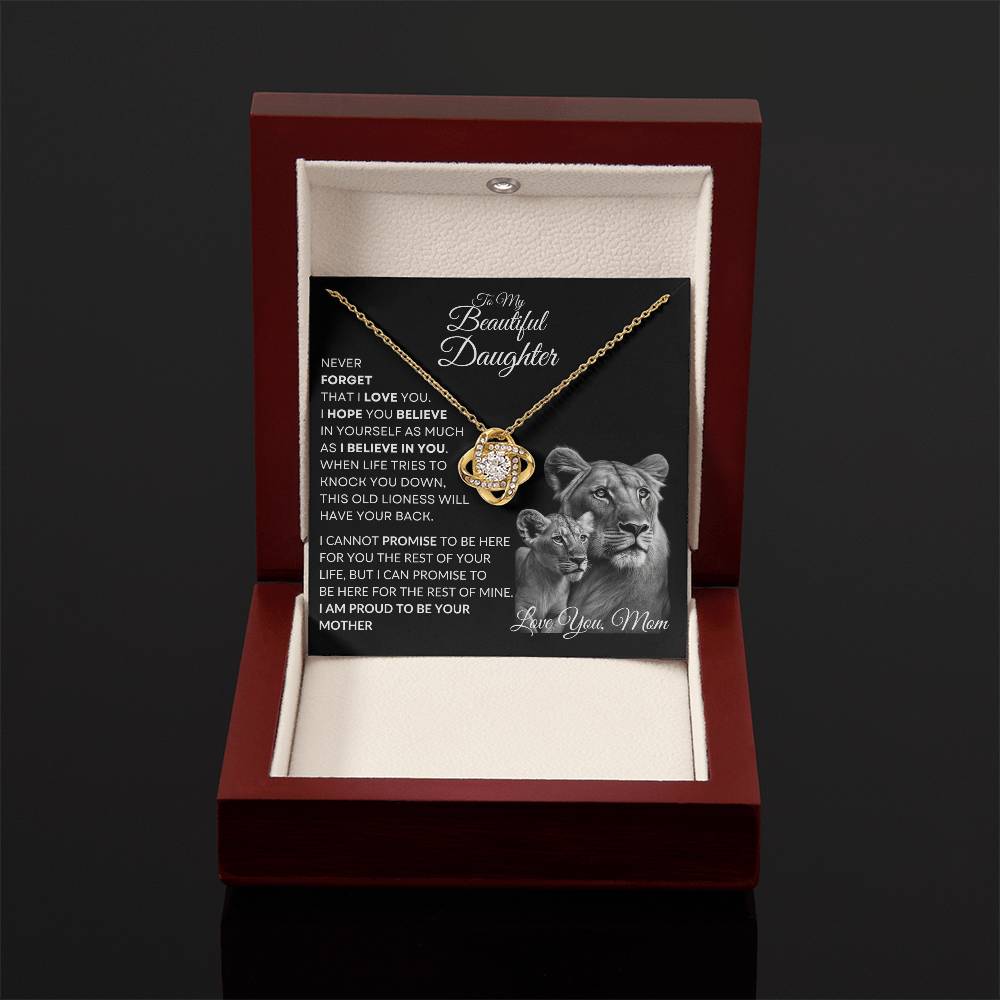 To My Beautiful Daughter - This Lioness Love Knot Necklace